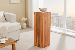 Massivholz Dekosäule COLUMNA 75cm braun Akazie Beistelltisch