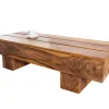 Massivholz Design Couchtisch BOLT 100cm braun Sheesham stone finish