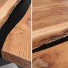 Massivholz Esstisch AMAZONAS 200cm natur Akazie Metall X-Gestell schwarz Baumkante