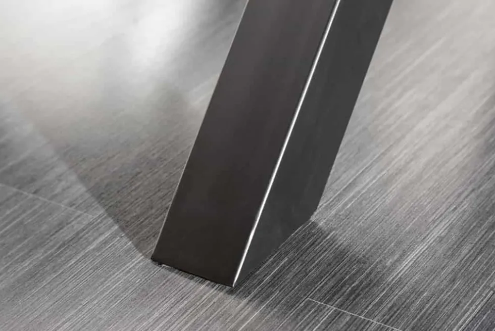 Massivholz Esstisch BARRACUDA 220cm natur Teak schwarz Metall X-Gestell inkl. Glasplatte