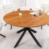 Massivholz Esstisch GALAXIE 130cm rund Akazie natur schwarzes Metallgestell