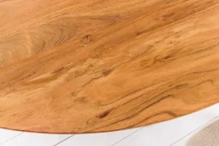 Massivholz Esstisch GALAXIE 130cm rund Akazie natur schwarzes Metallgestell