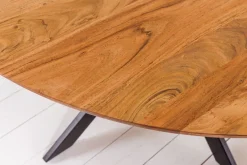 Massivholz Esstisch GALAXIE 130cm rund Akazie natur schwarzes Metallgestell