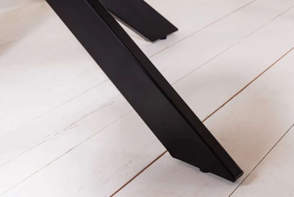 Massivholz Esstisch GALAXIE 130cm rund Akazie natur schwarzes Metallgestell