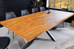 Massivholz Esstisch GALAXIE 200cm vintage braun Pinie recycelt Industrial Design