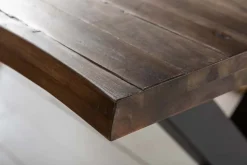 Massivholz Esstisch GENESIS VINTAGE 160cm braun Akazie schwarzes X-Gestell Baumkante