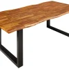 Massivholz Esstisch GENESIS 160cm natur anthrazit Akazie Baumkante Industrial Design