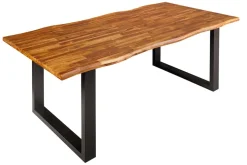 Massivholz Esstisch GENESIS 160cm natur anthrazit Akazie Baumkante Industrial Design