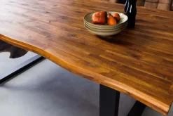 Massivholz Esstisch GENESIS 160cm natur anthrazit Akazie Baumkante Industrial Design