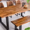 Massivholz Esstisch GENESIS 180cm natur anthrazit Akazie Baumkante Industrial Design