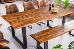 Massivholz Esstisch GENESIS 180cm natur anthrazit Akazie Baumkante Industrial Design