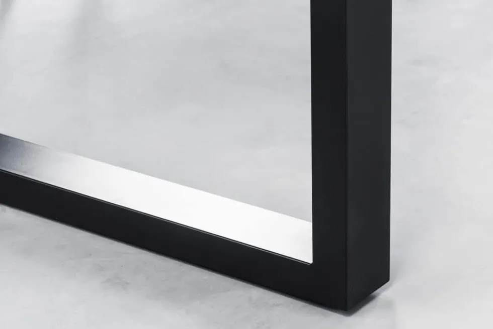 Massivholz Esstisch GENESIS 200cm braun geflammt Akazie Eisen schwarz Baumkante