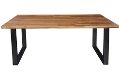 Massivholz Esstisch IRON CRAFT 180cm Sheesham stone finish Metallgestell schwarz