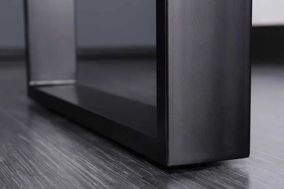 Massivholz Esstisch IRON CRAFT 180cm Sheesham stone finish Metallgestell schwarz