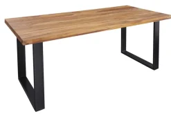 Massivholz Esstisch IRON CRAFT 180cm Sheesham stone finish Metallgestell schwarz