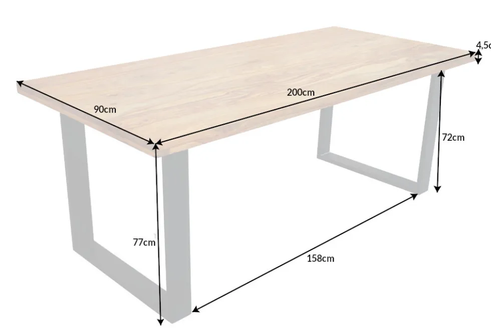 Massivholz Esstisch IRON CRAFT 200cm braun schwarz Sheesham stone finish Industrial