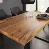 Massivholz Esstisch IRON CRAFT 140cm braun schwarz Sheesham stone finish Industrial