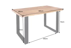 Massivholz Esstisch IRON CRAFT 140cm braun schwarz Sheesham stone finish Industrial