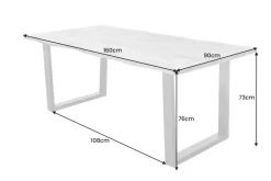 Massivholz Esstisch LIVING EDGE 160cm natur Wildeiche geölt Baumkante Metallgestell