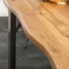 Massivholz Esstisch LIVING EDGE 180cm natur Wildeiche geölt Baumkante Kufengestell