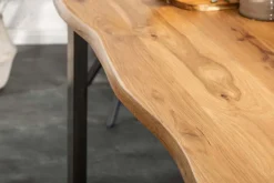 Massivholz Esstisch LIVING EDGE 180cm natur Wildeiche geölt Baumkante Kufengestell