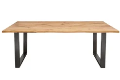 Massivholz Esstisch LIVING EDGE 180cm natur Wildeiche geölt Baumkante Kufengestell