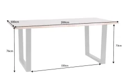 Massivholz Esstisch LIVING EDGE 200cm natur Wildeiche geölt Baumkante Metallbeine
