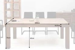 Massivholz Esstisch MAKASSAR 200cm braun Sheesham stone finish Holzbeine rechteckig