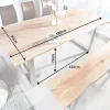 Massivholz Esstisch MAMMUT NATURE 180cm Akazie Edelstahl Baumkante 3,5cm Tischplatte