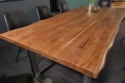 Massivholz Esstisch MAMMUT NATURE 200cm Akazie Edelstahl Baumkante 3,5cm Tischplatte