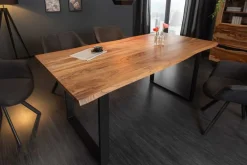 Massivholz Esstisch MAMMUT 180cm Wild-Akazie Baumkante Industrial Design 2,6cm Tischplatte