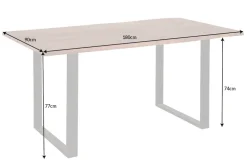 Massivholz Esstisch MAMMUT 180cm Wild-Akazie Baumkante Industrial Design 2,6cm Tischplatte