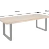 Massivholz Esstisch MAMMUT 180cm Akazie U-Gestell schwarz Baumkante 6cm Tischplatte