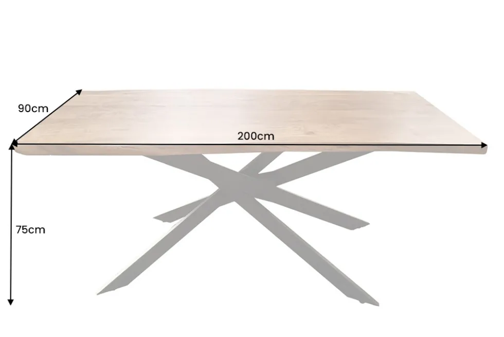 Massivholz Esstisch MAMMUT 200cm Akazie schwarz 3,5cm Tischplatte Baumkante