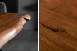 Massivholz Esstisch MAMMUT 220cm natur Akazie Sterngestell schwarz Metall Baumkante
