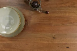 Massivholz Esstisch MAMMUT 200cm Akazie U-Gestell Edelstahl Baumkante 6cm Tischplatte