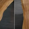 Massivholz Esstisch MAMMUT 240cm natur Akazie X-Gestell schwarz Metall Baumkante