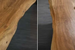 Massivholz Esstisch MAMMUT 240cm natur Akazie X-Gestell schwarz Metall Baumkante
