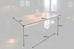 Massivholz Esstisch MAMMUT 160cm Wild-Akazie Industrial Design 2,6cm Tischplatte Baumkante