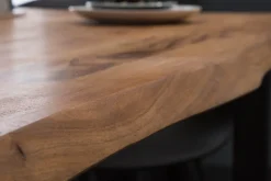 Massivholz Esstisch MAMMUT 160cm Wild-Akazie Industrial Design 2,6cm Tischplatte Baumkante