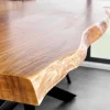 Massivholz Esstisch MAMMUT 200cm Akazie schwarz Metall Baumkante 6cm Tischplatte