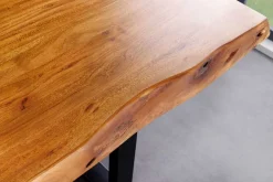 Massivholz Esstisch MAMMUT 200cm Akazie U-Gestell schwarz Metall Baumkante