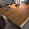 Massivholz Esstisch MAMMUT 140cm Wild-Akazie Baumkante Industrial Design 2,6cm Tischplatte