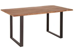 Massivholz Esstisch MAMMUT 140cm Wild-Akazie Baumkante Industrial Design 2,6cm Tischplatte
