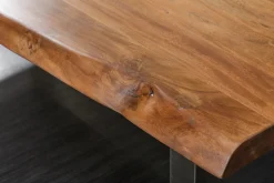 Massivholz Esstisch MAMMUT 180cm Akazie U-Gestell Edelstahl Baumkante 6cm Tischplatte
