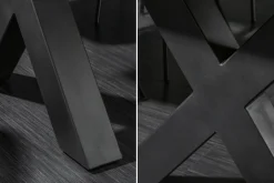 Massivholz Esstisch MAMMUT 180cm Akazie X-Gestell schwarz Baumkante 6cm Tischplatte