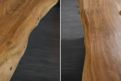 Massivholz Esstisch MAMMUT 180cm Akazie X-Gestell schwarz Baumkante 6cm Tischplatte