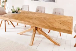Massivholz Esstisch MOSAIK 200cm natur Pinienholz recycelt Sterngestell