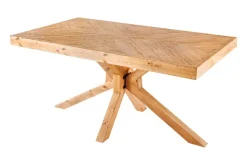Massivholz Esstisch MOSAIK 160cm natur Pinienholz recycelt Sterngestell