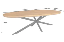 Massivholz Esstisch ORGANIC ARTWORK 240cm braun honey finish Akazie oval
